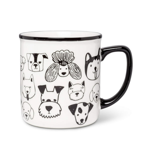 Abbott Collection AB-27-MUG-AB-59 4 in. Simple Dog Faces Mug, White & Black
