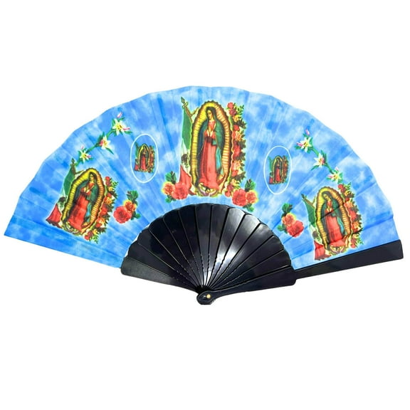 14 x 9 Inches Lady of Guadalupe  San Judas Hand Folding Fan: 1CT