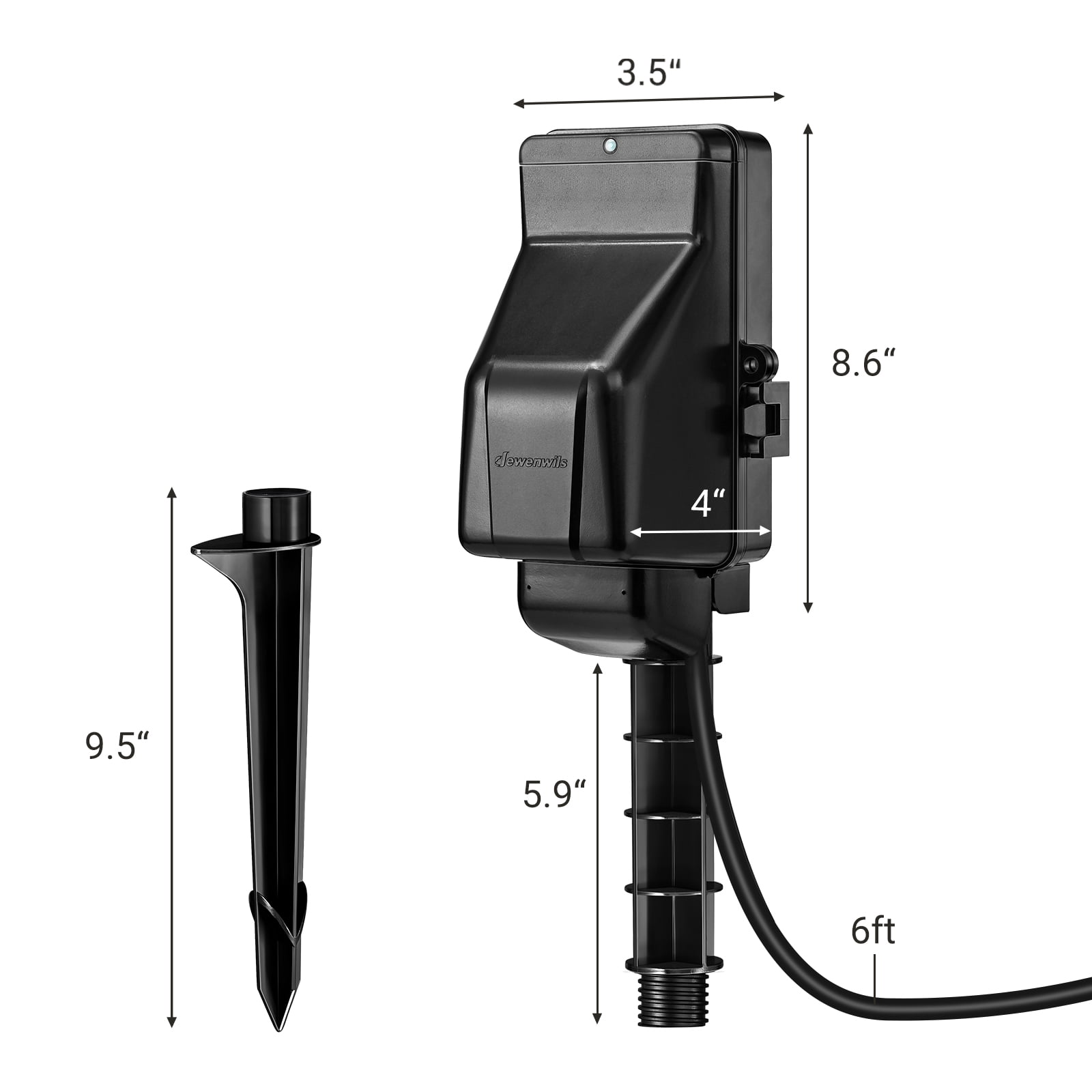 DEWENWILS Outdoor Power Strip Yard Stake Timer with Photocell, 6FT Extension Cord, 6 Grounded Outlets, Waterproof Christmas Lights Timer with Outlets, Dusk Till Dawn Timer, 15A/1875W
