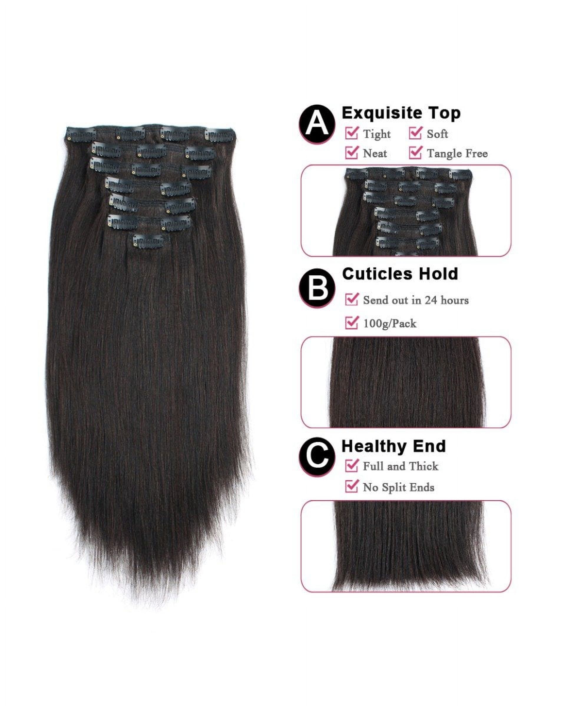 Yaki Straight Clip in Hair Extensions 14 Inches Jet Black 120g/set Double Wefts 100% Real Human Hair for African Americans