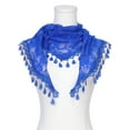 thumbnail image 2 of INSPIRE CHIC Lace Rose Floral Mantilla Scarves, Tassel Mesh Triangle Shawl, Chapel Head Covering Mass Bridal Veils 55.1x18.9" Royal Blue, 2 of 5