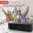 thumbnail image 2 of Pyle PTA62BT Bluetooth Home Audio 750 Watt 6 Channel Amplifier Stereo Receiver, 2 of 6