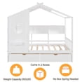 thumbnail image 4 of Bellemave House Bed with 2 Drawers and Storage Shelves, Wood Full Size Montessori Bed Frame with Roof and Window, Playhouse Bed for Bedroom (White), 4 of 11