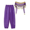 thumbnail image 4 of Lejafay Girls Sequins Belly Dance Harem Pants Tribal Arabic Halloween Party Trousers Performance Purple XXL, 4 of 7