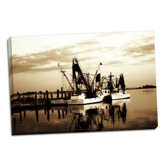 Gango Home Decor Beaufort Shrimpers by Alan Hausenflock (Ready to Hang); One 36x24in Hand-Stretched Canvas