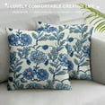 thumbnail image 3 of COMIO Blue Floral Pillow Covers Rustic Light Blue Green Chinoiserie Flowers Leaves Birds Print Decorative Outdoor Pillowcases Farmhouse Holiday Throw Cushion Cases Decor for Couch Sofa Bed, 3 of 5