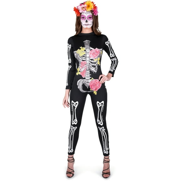 Karnival Costumes Day Of The Dead Skeleton Catsuit Women's Costume X-Small 2-4