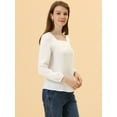 thumbnail image 3 of Blusa informal de manga larga con cuello cuadrado y pliegues en la parte delantera para mujer blanco XL, 3 of 5