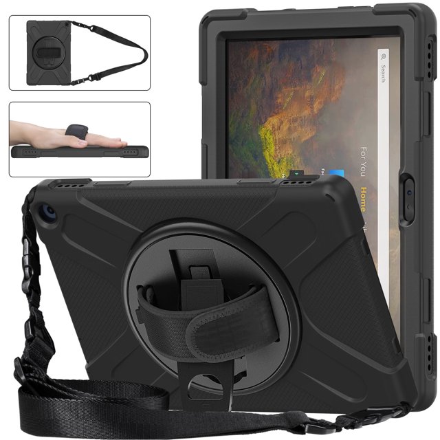 Funda Para Tableta A Prueba De Golpes Con Correas Para Los Hombros, Protección Múltiple, Recortes Precisos Para Fire HD 10, HD 10 PLUS 2021