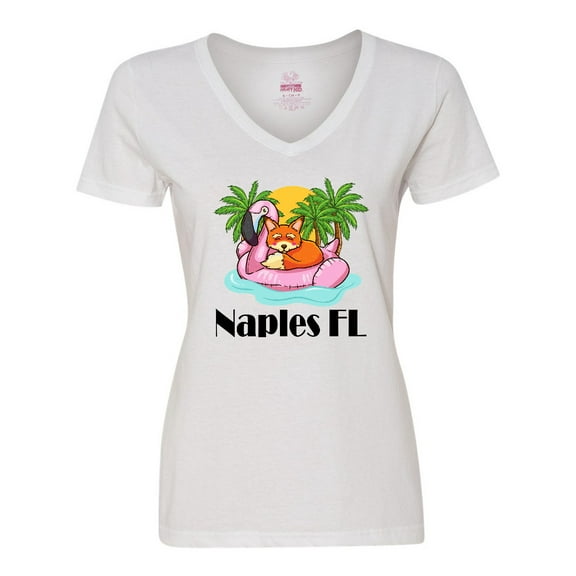 Inktastic Naples Florida Beach Vacation Women's V-Neck T-Shirt