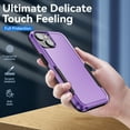 thumbnail image 5 of for iPhone 14 Case, Dual Layers Shell Hard PC + Soft TPU Back Shell Heavy Duty Military Drop Protection Rugged Shockproof Hybrid Case for iPhone 14, Purple+Black, 5 of 8