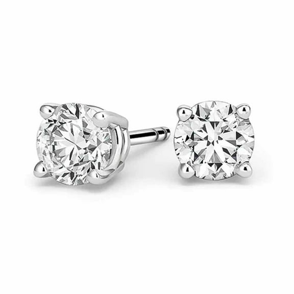 14k White Gold 1/2 Carat Solitaire Created White Diamond Stud Earrings (H-I, I1) Plated by Paris Jewelry