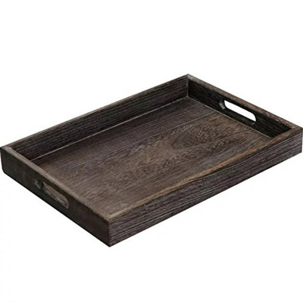 Large Wooden Tray with Handles, 15.7 x 11.8 Inch Handmade Wooden ...