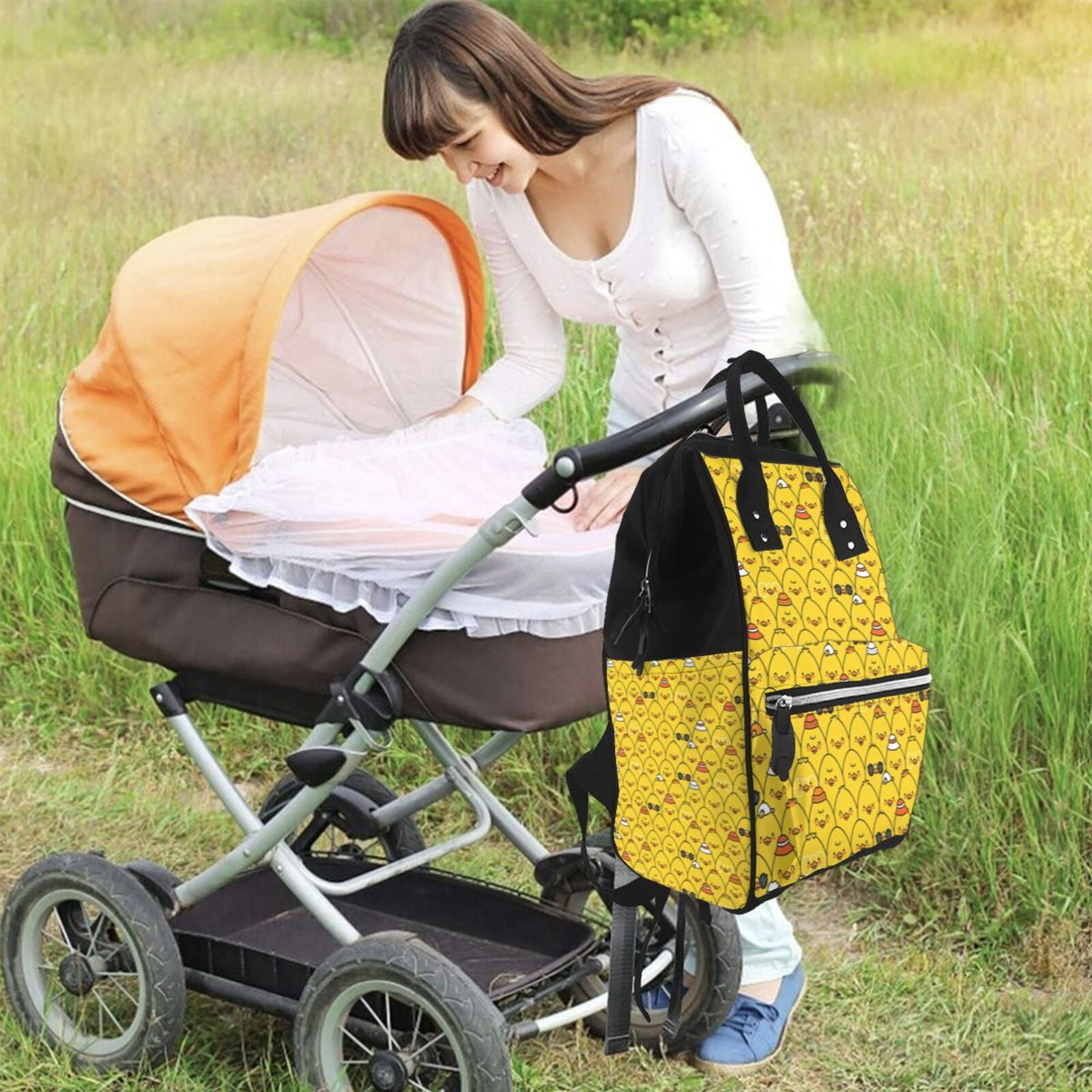 Ratiio Funny Ducks Mummy Backpack - Waterproof Twill Canvas, Large Capacity Diaper Bag with Multiple Pockets and Adjustable Straps