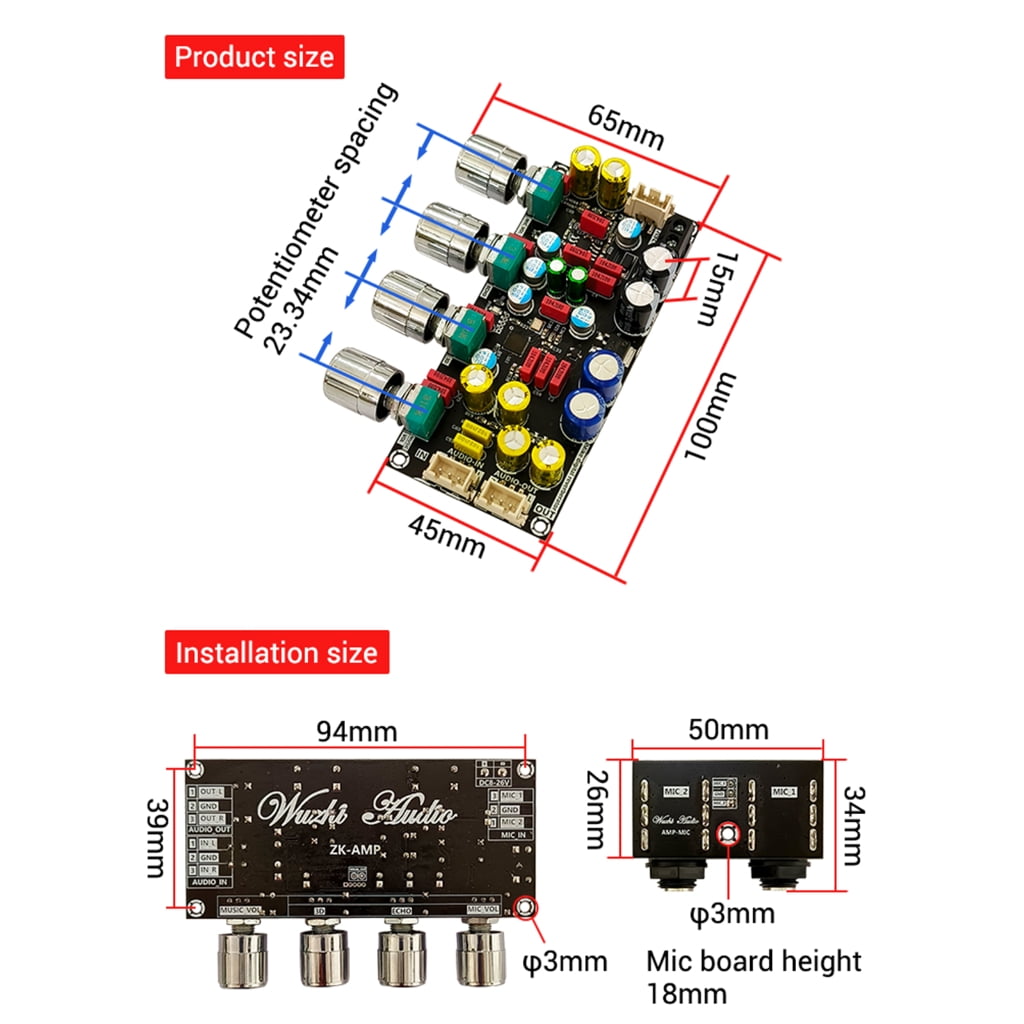 Microphone Plate Reverberation Board KTV- Microphone Preamplifier Board DC8V-26V