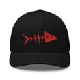 thumbnail image 2 of Clishirt Adult Unisex 3D Puff Embroidered Red Fish Adjustable Black Retro Trucker Cap, 2 of 7
