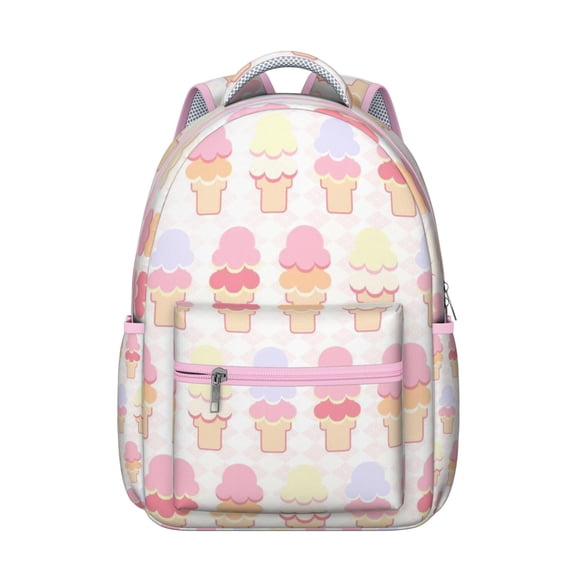 Ice Cream Print Backpack for School & Work - Fashionable & Spacious, Waterproof, Multiple Pockets for Easy Organization