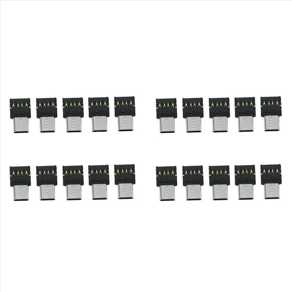 20pcs Ultra Mini Type-C USB-C to USB 2.0 OTG Adapter for Cell Phone Tablet & USB Cable & Flash Disk,20X Type C TO USB 2.0 Adapter,Black & silver