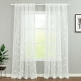 thumbnail image 2 of VOGOL White Rod Pocket Sheer Curtains 96 inches Long, Flower Embroidered Window Curtain Sheer Voile Panels for Living Room Bedroom, 52x63, Set of 2, 2 of 7