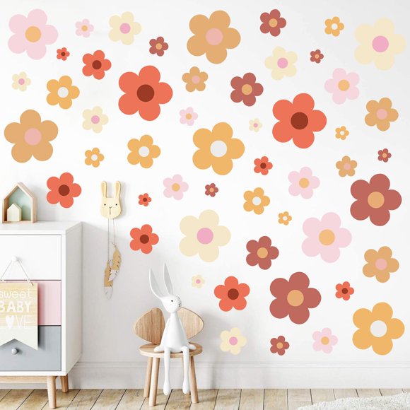 12 Hojas De Pegatinas De Pared De Flores, Lindas Y Coloridas Pegatinas De Pared Florales, Pegatinas De Vinilo Para Despegar Y Pegar, Pegatinas De Pared Y2K Preppy Hippie, Decoración Estética Para Niña