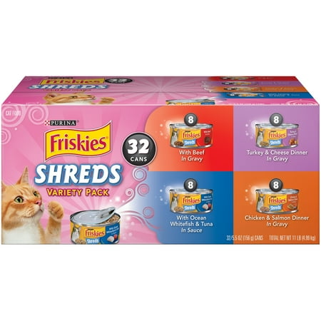 Purina Friskies Savory Shreds Adult Wet Cat Food Variety Pack - (32) 5.5 oz. Cans