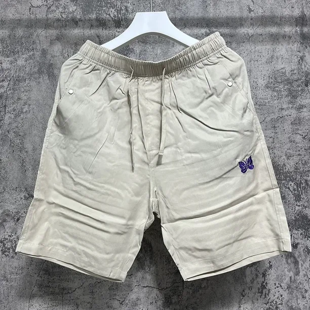 Pantalones de chándal informales con cordón para hombre y mujer, pantalón de chándal a rayas con cinta, bordado de mariposa, Azul, Gris, morado