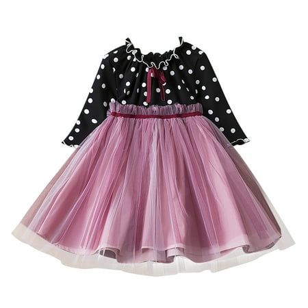 

Honeeladyy Winter Coats Toddler Baby Girl Fashion Long Sleeved Polka Dot Print Bow Princess Mesh Dress Girls Skirt Black Sales