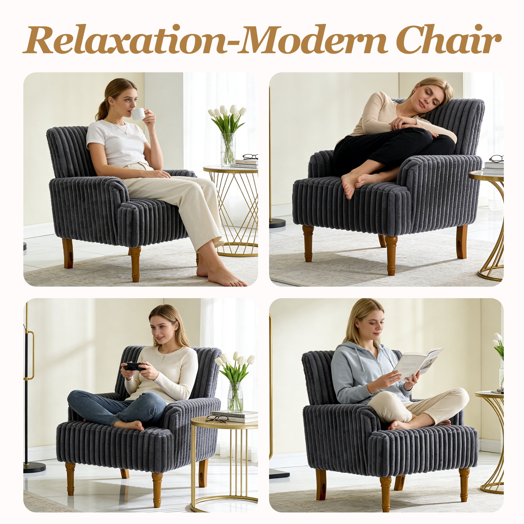 MOONMISS Accent Chair for Living Room,Dark Gray