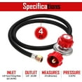 thumbnail image 2 of GasOne Propane Regulator - With Propane Brass Orifice 4 ft High Pressure Propane 0-20 PSI Adjustable, 2 of 8