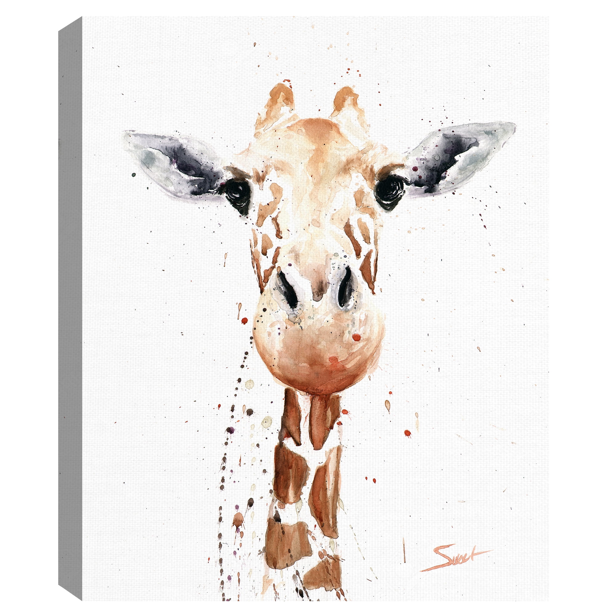 Masterpiece Art Gallery Giraffe Watercolor by Eric Sweet Canvas Art Print 22" x 28"