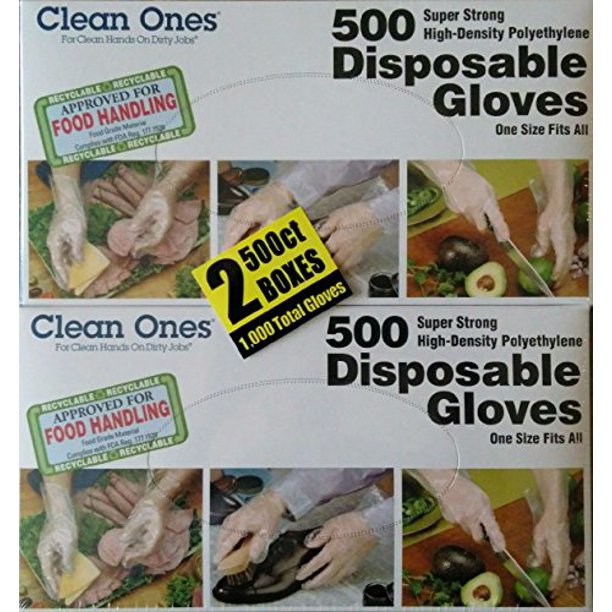 Clean Ones 500 Count Latex Free Disposable Food Gloves, One Size (2