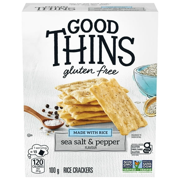 Good Thins, Sea Salt & Pepper, Gluten Free Rice Crackers, 100 g