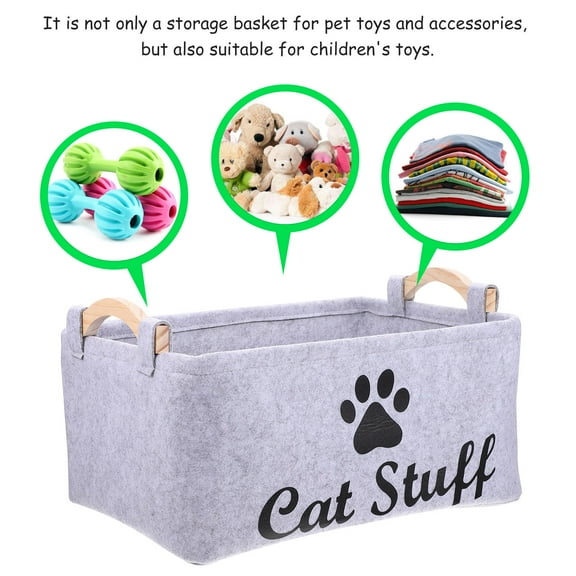 Masteelf Grey Felt Storage Container for Pet Toys and Accessories Perfect for Organizing Any Room