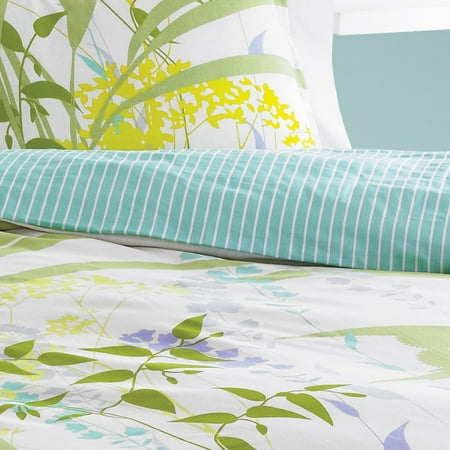 City Scene Mixed Floral Mini Bedding Duvet Set, Green