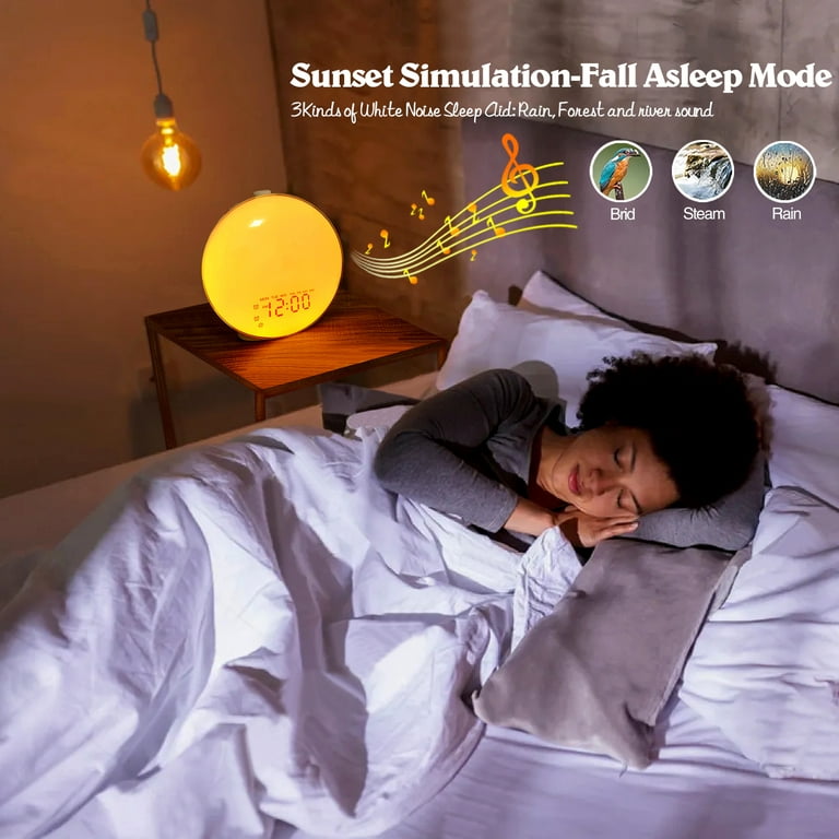 Wake Up Light Sunrise Alarm Clock for Kids, Heavy Sleepers, Bedroom, Full  Screen Light with Sunrise Simulation, Fall Asleep Aid, Dual Alarms, FM