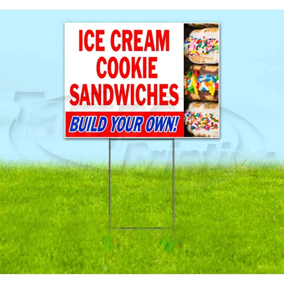 Ice Cream Cookie Sandwiches (18" x 24") Yard Sign, Includes Metal Step Stake