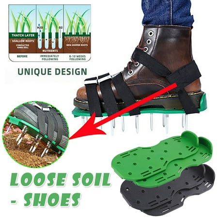 

Kehuoyezai Adjustable Straps Yard Lawn Aerator Sandals Aerating Loose Shoes