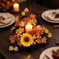 thumbnail image 6 of Artificial Flower Candle Ring Wreath for Wedding Centerpiece Table Decor Mini Floral Garland for Party Home Door Decoration Plastic Candle Holder Ring for Pillar Candles Lanterns Vases 1pcs, 6 of 6
