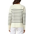 thumbnail image 3 of INSPIRE CHIC Womwn's Ribbed Knit Pullover Tops Long Sleeve Fall Winter Crewneck Striped Sweater M White, 3 of 6