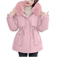 thumbnail image 2 of Christmas Gift Ofreoo Women's Winter Casual Loose Fashion Color Pocket Zippered Tops Reversible Long Cotton Coat Winter Coats for Women, 2 of 9