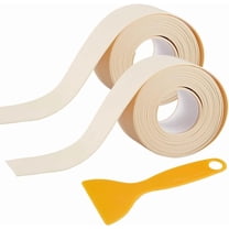 2 Rolls 10.5 Feet Kitchen Sealing Tape Shower Sealant Strip Beige PVC Waterproof Stain Proof Self Adhesive Bath Caulk Decorative Tape with Scraper Tool DIY