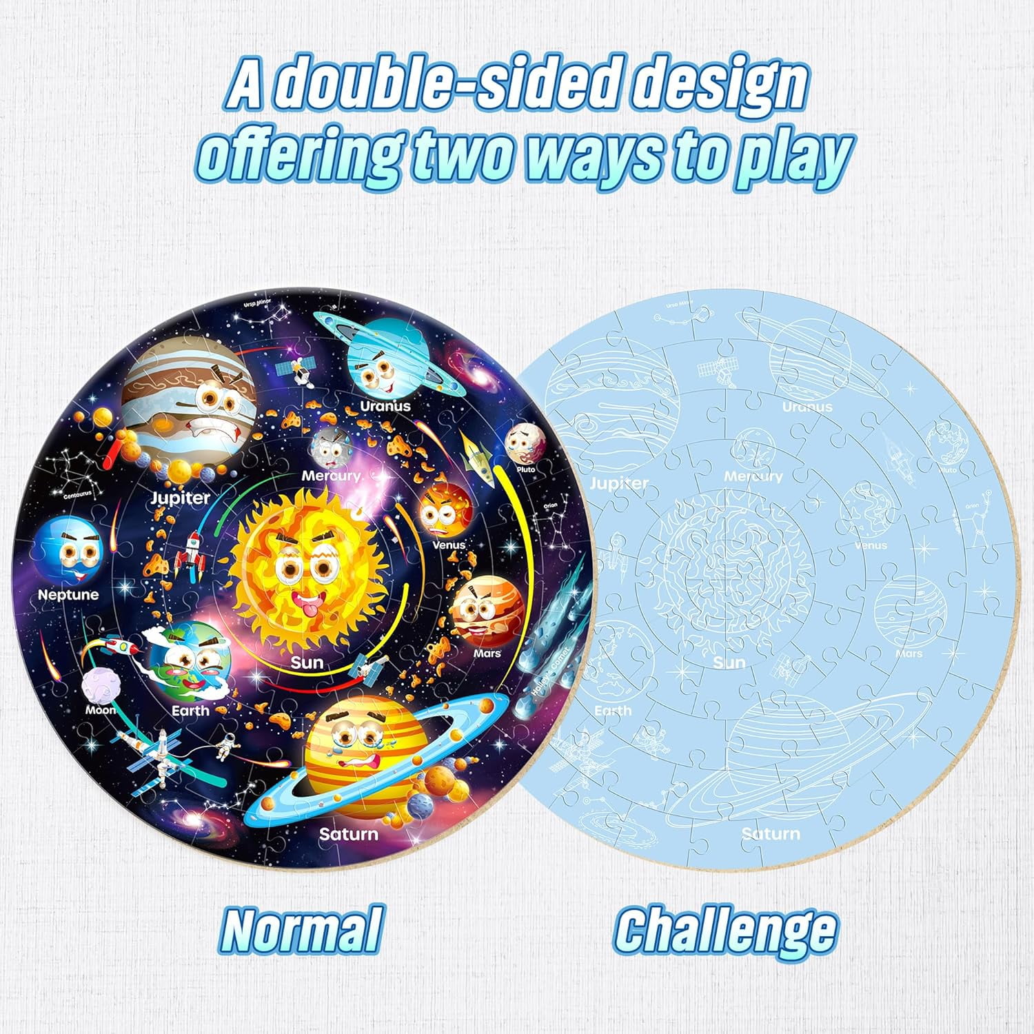 SYNARRY Solar System Floor Puzzle for Kids Age 3-8, 70-Piece Large Wooden Jigsaw Puzzle Set, FSC Certified Educational Puzzles