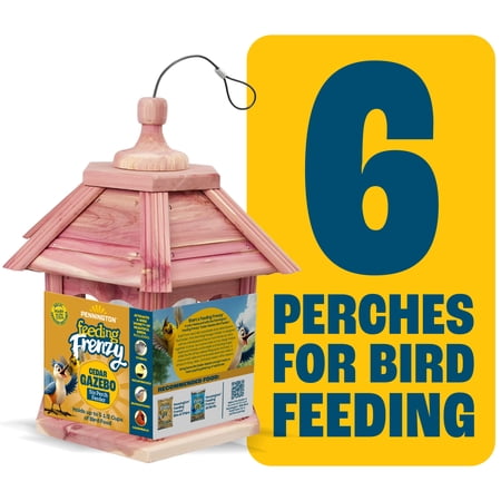 Pennington Feeding Frenzy Cedar Gazebo Wild Bird Feeder, 3 lb. Hopper Capacity