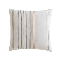 Jela Euro Sham with Clipped Stripes, White Cotton, 26 x 26
