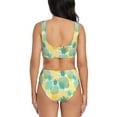 thumbnail image 3 of Wukai Pineapples1 Women's Bikini Set Two Piece,wimsuit High Waisted V Neck Twist Front Adjustable Spaghetti Straps Bathing Suit-Small, 3 of 7