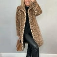 thumbnail image 2 of WTOBBY Women's Fashion Solid Color Lapel Mid Length Plush Coat, Elegant Outerwear for Winter, Warm and Soft,Khaki S, 2 of 4