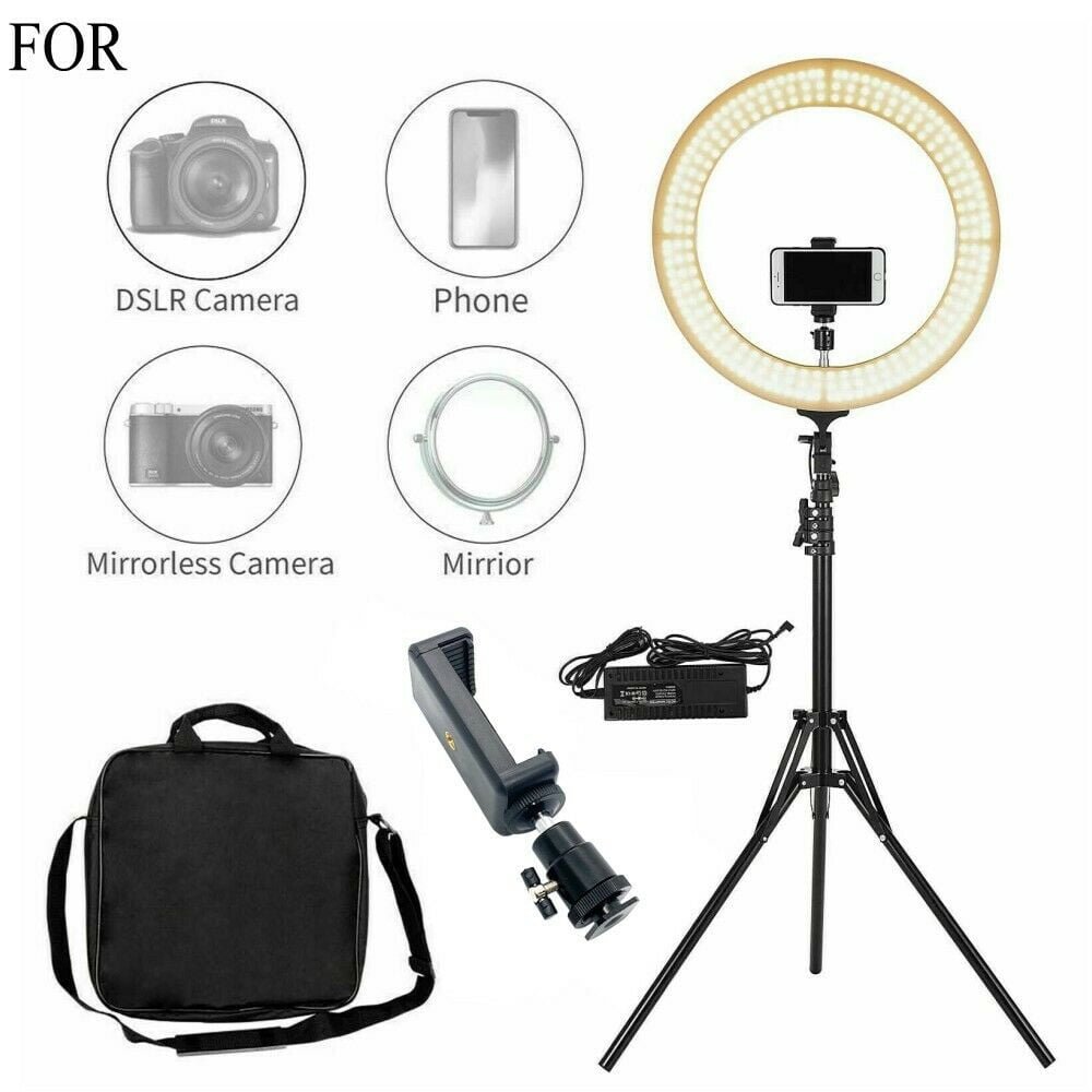 17 inch LED Ring Light with Tripod Stand, Adjustable Color Temperature 2800k to 5600k Makeup Ring lights with Phone Holder, Carryin Bag,Bluetooth for Camera, YouTube