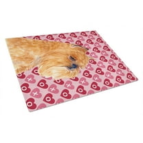 Brussels Griffon Hearts Love and Valentines Day Portrait Glass Cutting Board Large