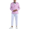thumbnail image 2 of INSPIRE CHIC Striped Blazers for Men's Peak Lapel Sports Coat Double Breasted Business Stripes Suit Jacket XL Pink White, 2 of 6