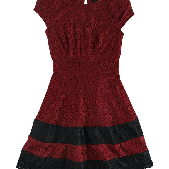 Teeze Me Womens Lace Fit & Flare Dress, Red, Juniors, 1/2